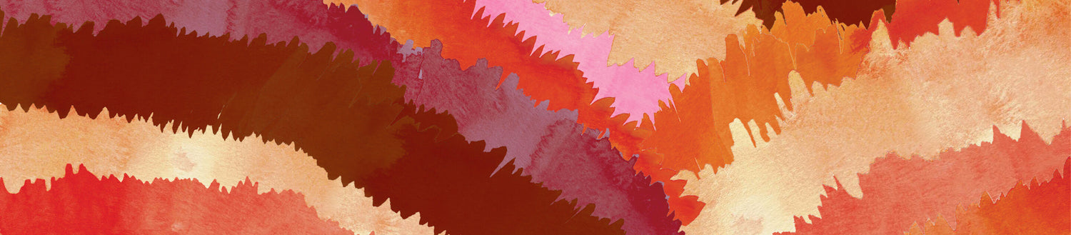 Abstract orange, tan, pink, and maroon watercolor graphic