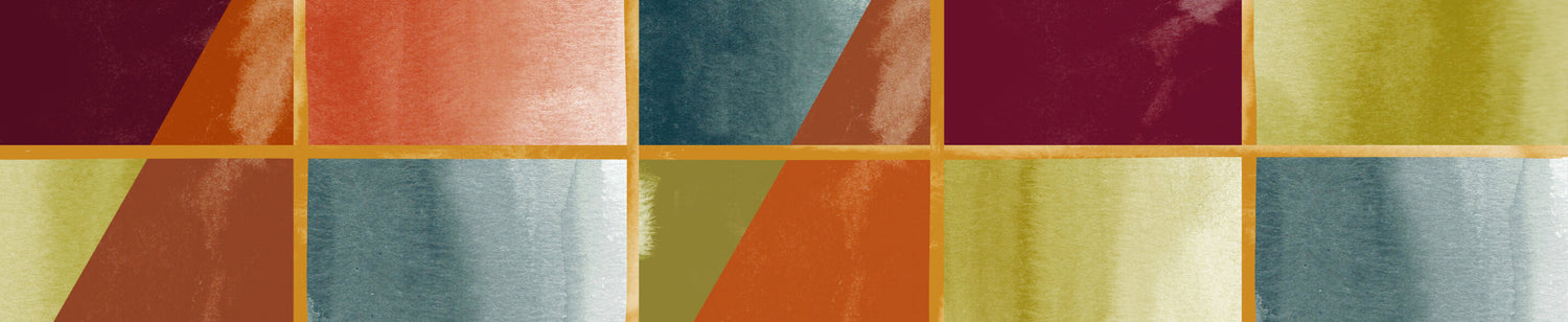 Geometric orange and blue watercolor graphic