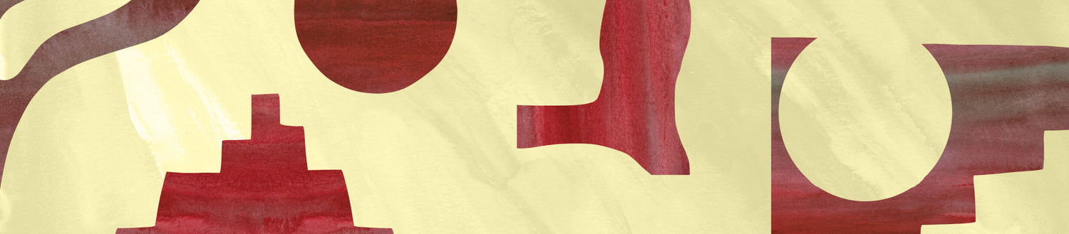 Abstract red, tan, and green watercolor graphic