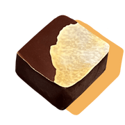 a caramelized white chocolate bon bon