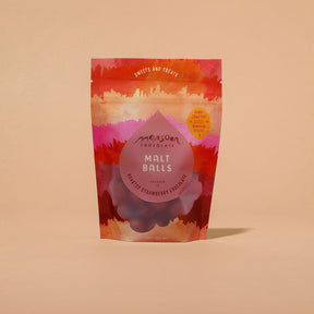 Malt Balls Covered in Roasted Strawberry Chocolate